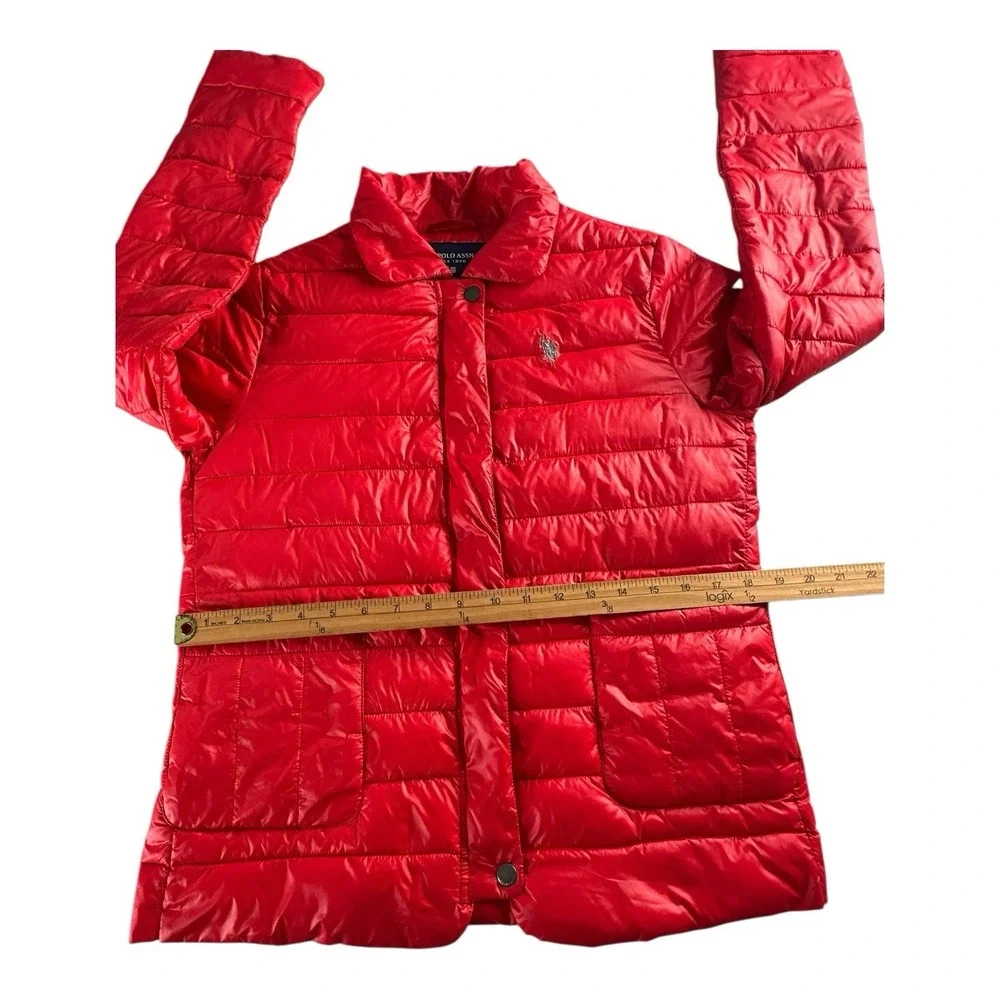 US‎ Polo Assn Size M Red Puffer Women's Jacket Style 01-8193HS